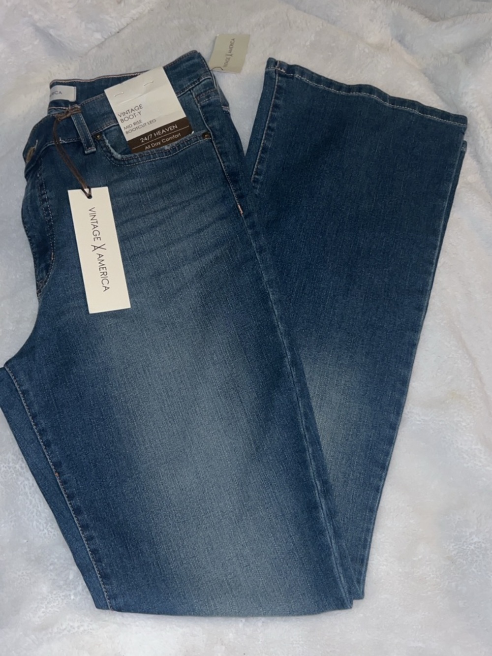 Vintage America Women's Mid Blue Flare Jeans